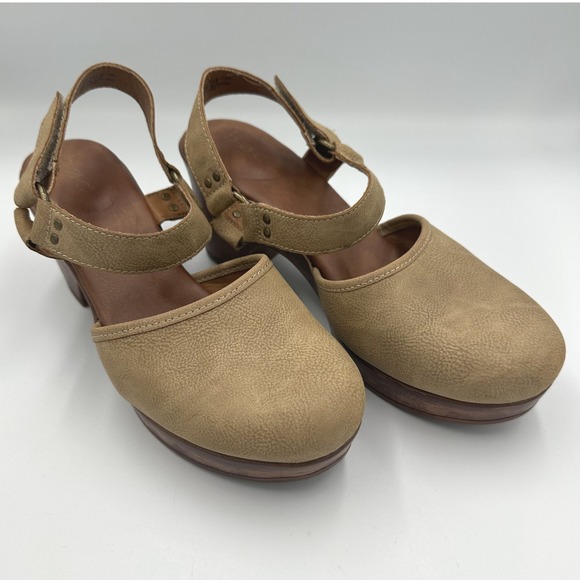 b.o.c. by Born Natasha Boho Hippie Tan Platform Clogs Faux Leather Womens 10M - Picture 2 of 12
